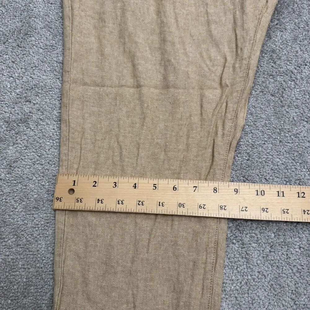 Banana Republic Athletic Fit Linen Cotton Blend Drawstring Pants Men 34x30 Tan